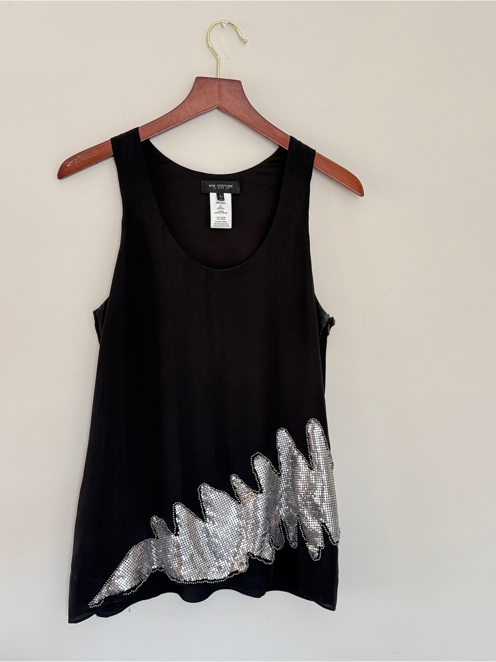 Y2K Vintage Miss Me Couture 100% Silk Tank Top w/ chainmail detail
